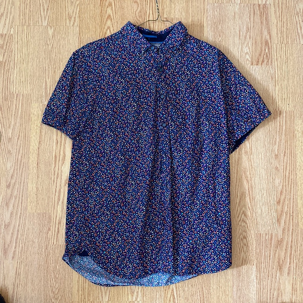 Denim and Flower Button Up Shirt